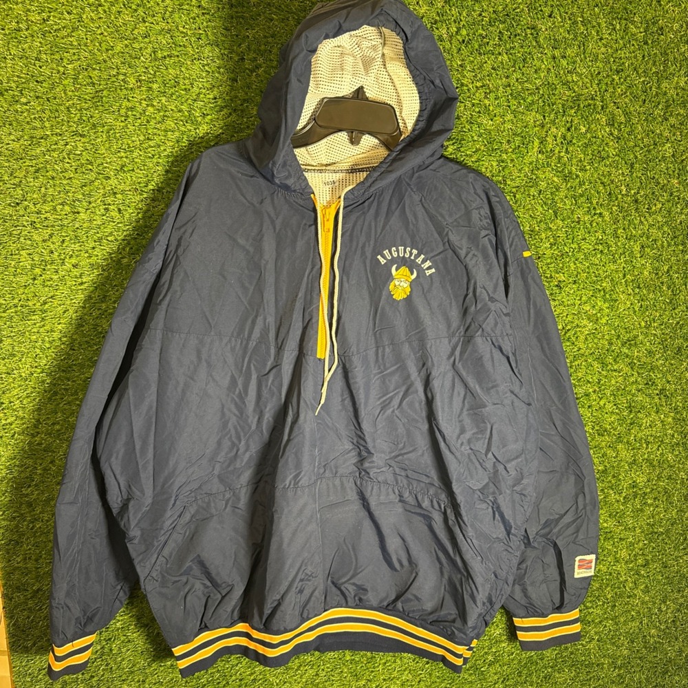 Vintage Boathouse Augustana Vikings‎ Half Zip Hooded Jacket Blue Yellow Mens XL